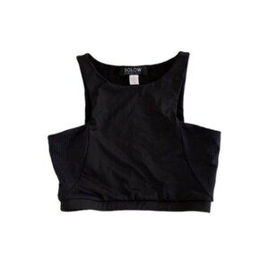 Solow X Daniella Clarke Black Mesh Panel Crop Top Athleisure Streetwear Small‎